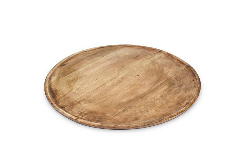 Spetebo Tablett Mangoholz Servierplatte natur, Holz, (massiv, 1-tlg., Ø 37,5 cm), Formschöner Dekoteller zum Servieren und Dekorieren von Spetebo