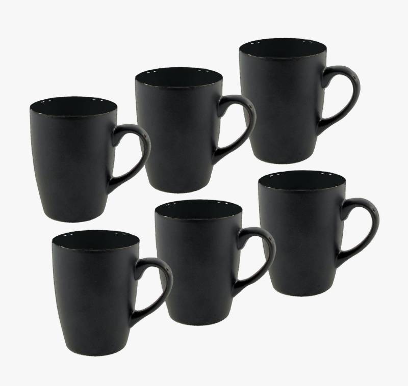 Spetebo Tasse Kaffeebecher in schwarz matt - 6er Set, Porzellan, Kaffee und Tee Tassen für ca. 340 ml von Spetebo