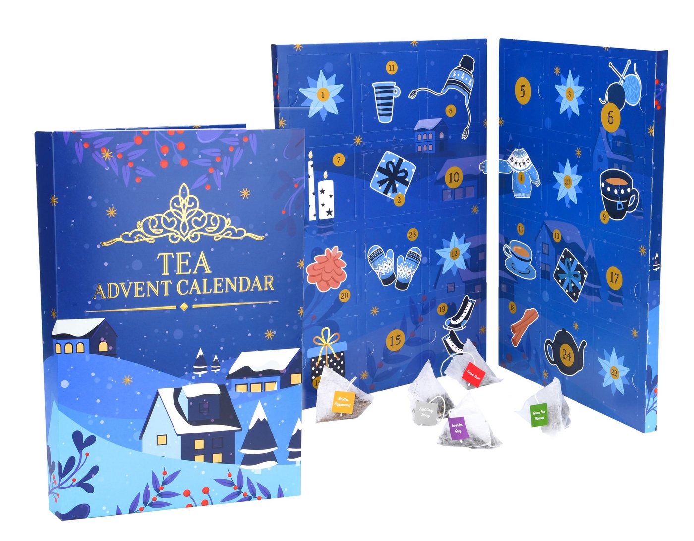 Spetebo Teebox Tee Buch Adventskalender 2022 groß, Karton, Filterbeutel, Tee, (Set, 24-tlg., Kalender mit 24 Türen), Weihnachten Advent Kalender Probier Set Geschenkidee von Spetebo