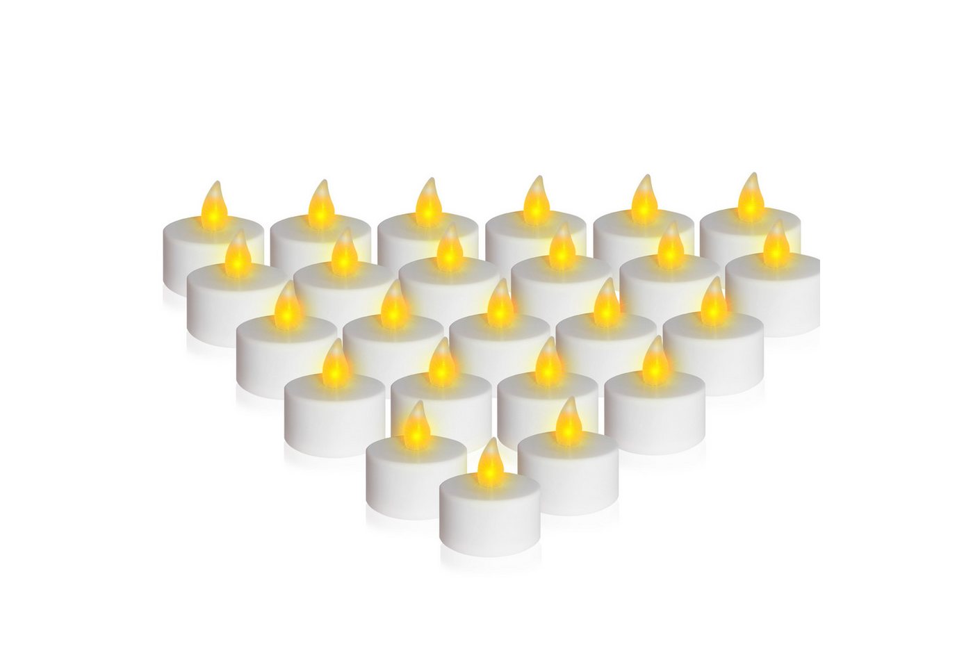Spetebo Teelicht LED warm weiß mit Flackereffekt und Timer (24er Set, 1-tlg., mit praktischer Aufbewahrungsbox), mit 2 Funktionen: AN mit Timer von Spetebo