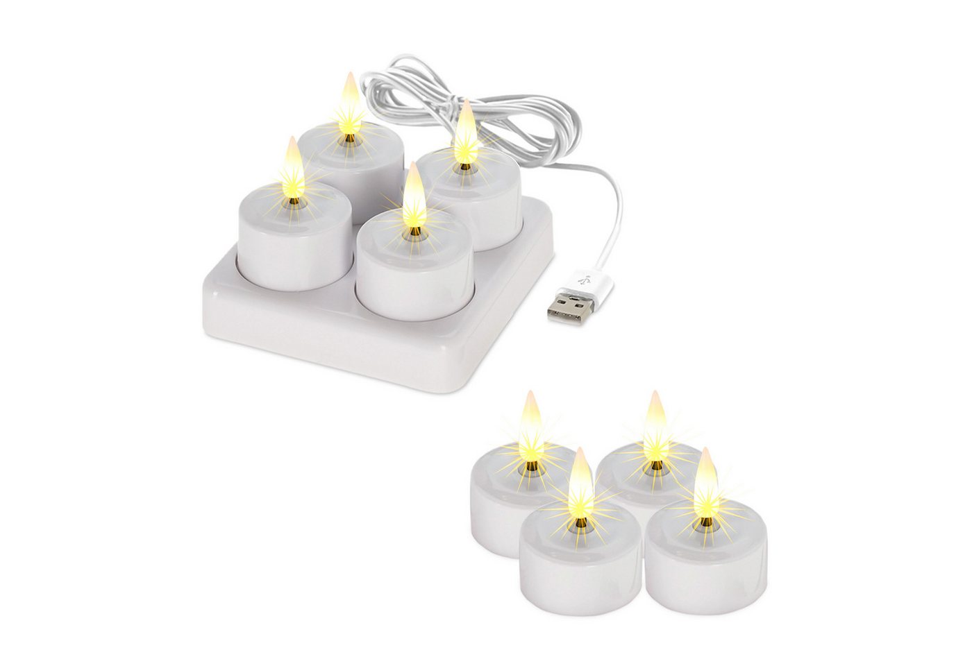 Spetebo Teelicht LED wiederaufladbar mit Ladestation (8er Set, 1-tlg., Künstliche Kerzen), mit Flackereffekt von Spetebo