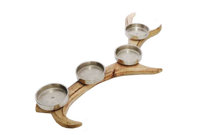 Spetebo Teelichthalter Advents Kerzen Halter GEWEIH - 56 cm - Mango Holz (Packung, 1 St., Teelichthalter als Geweih), Advent, Tischdeko, Adventskranz, Osterdeko von Spetebo