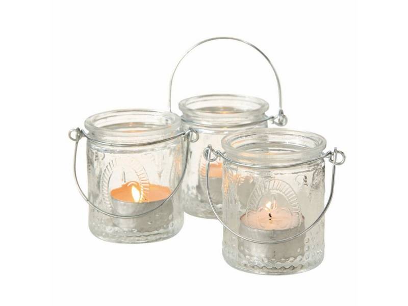 Spetebo Teelichthalter Glas Teelichthalter - 3er Set / 7 cm (3er Set), Windlichter zum Aufhängen von Spetebo
