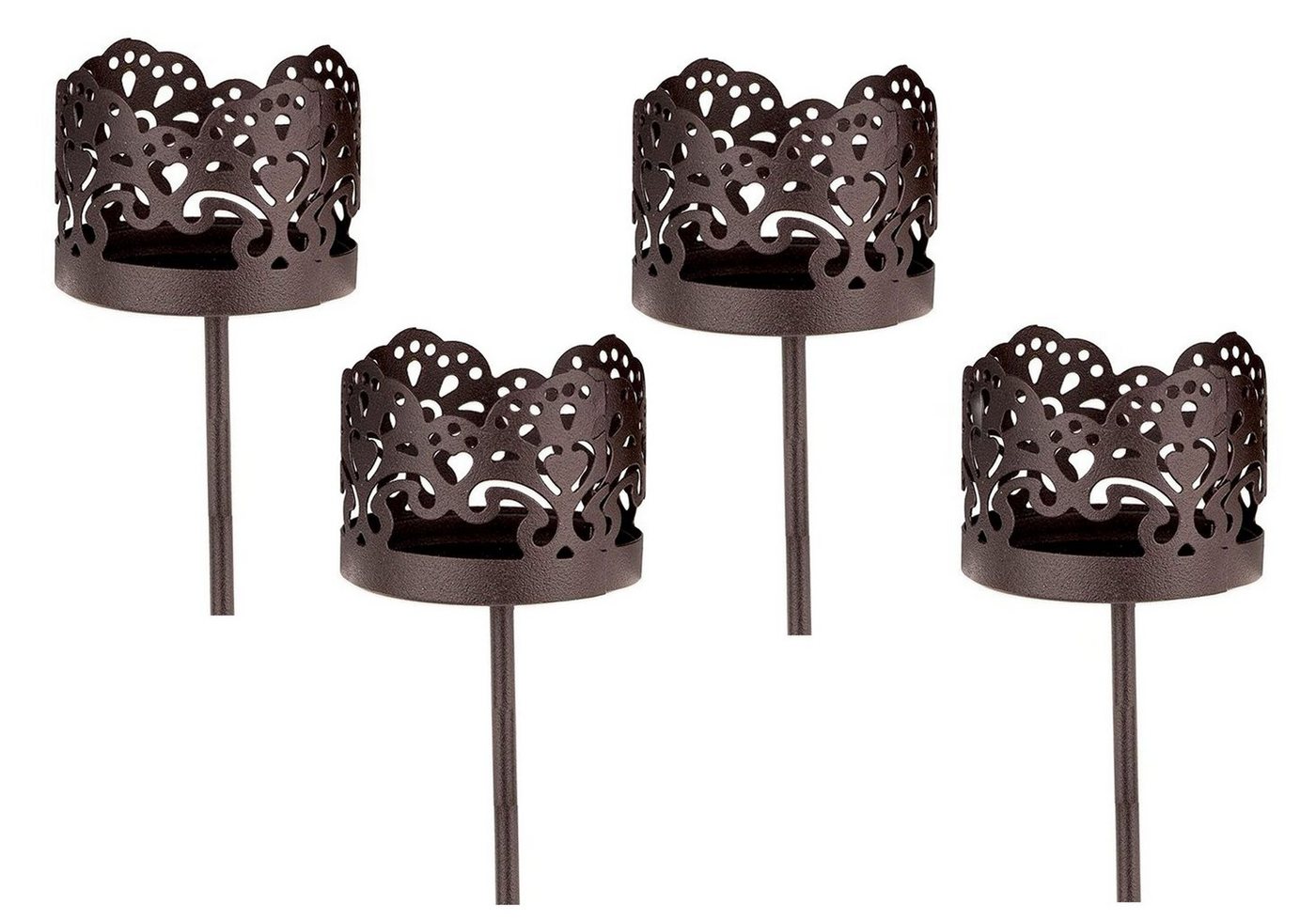 Spetebo Teelichthalter Kerzenpick für Teelicht 4er Set - dunkel braun -, Teelicht Halter für Adventskranz Spetebo Teelichthalter Kerzenpick für Teelicht 4er Set - dunkel braun -, Teelicht Halter für Adventskranz von Spetebo