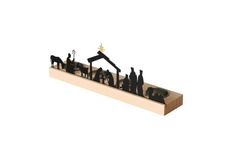 Spetebo Teelichthalter Krippen Figuren schwarz (Kerzenhalter, 1 St., für 4 Teelichter), Weihnachtskrippe Silhouette von Spetebo