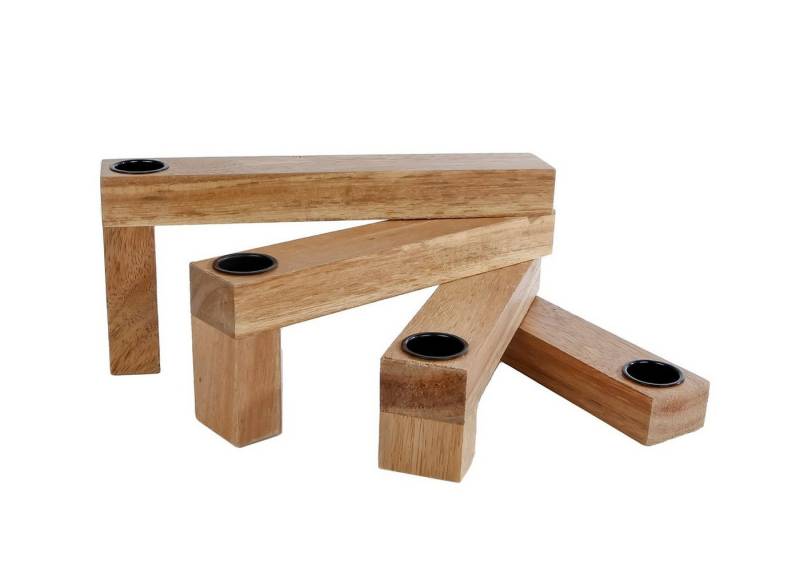 Spetebo Tischkerzenhalter Holz Kerzenhalter klappbar für 4 Stabkerzen (Packung, 1 St., mit 4 Kerzentüllen) von Spetebo