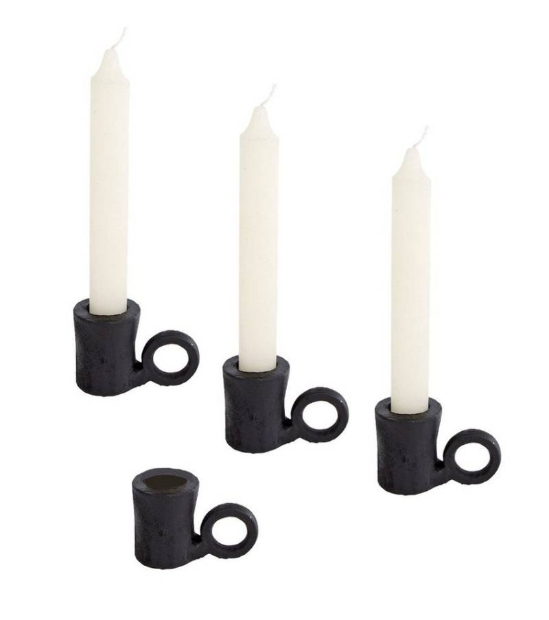 Spetebo Tischkerzenhalter Metall Kerzenhalter schwarz 4,5cm - 4er Set (4er Set, 4 St., Kerzenhalter schwarz 4,5cm), Kerzenhalter, Stabkerze, Deko,rustikal von Spetebo