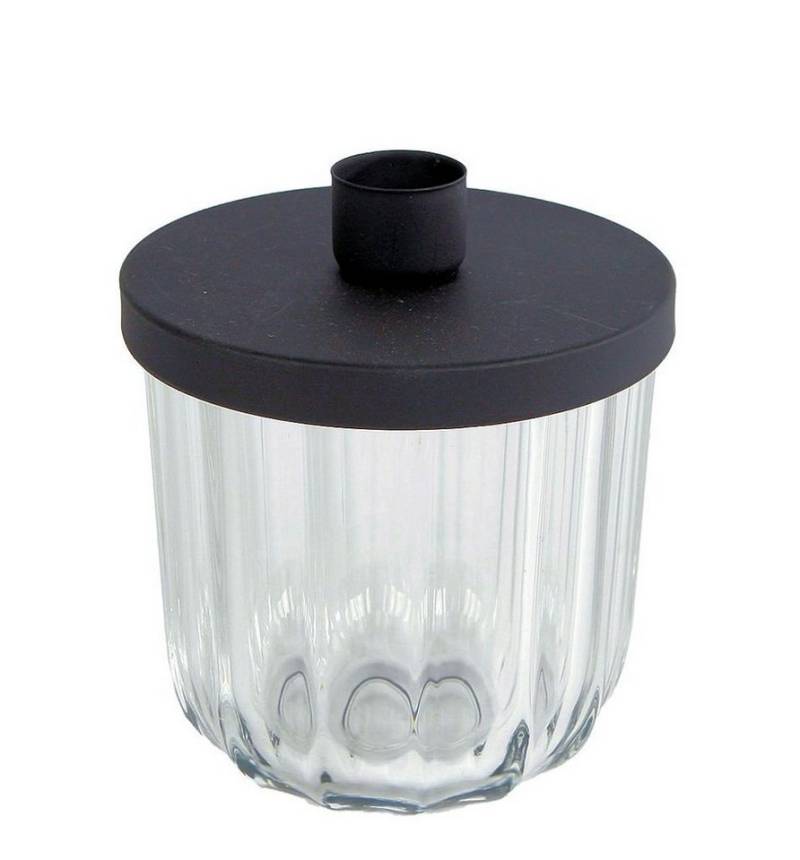 Spetebo Tischkerzenhalter Metall Kerzenhalter schwarz mit Deko Glas - klein (Stück, 1 St., Kerzenhalter mit Glas), Kerzenständer mit Deckel für Stabkerzen von Spetebo