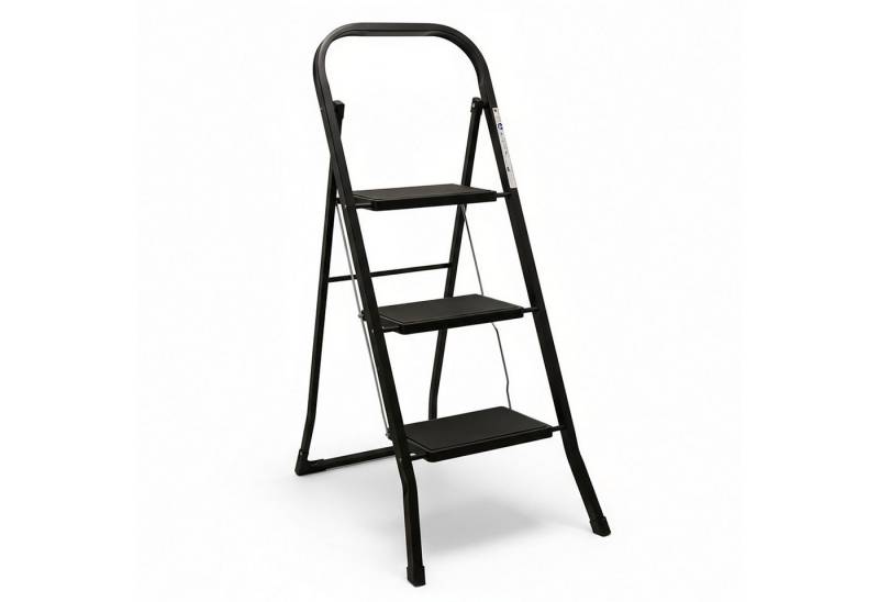 Spetebo Trittleiter Stahl Trittleiter 3-stufig klappbar mit Sicherung - 105 x 73 cm (Anzahl, 1-St., Stück), Belastbarkeit bis 150 kg von Spetebo