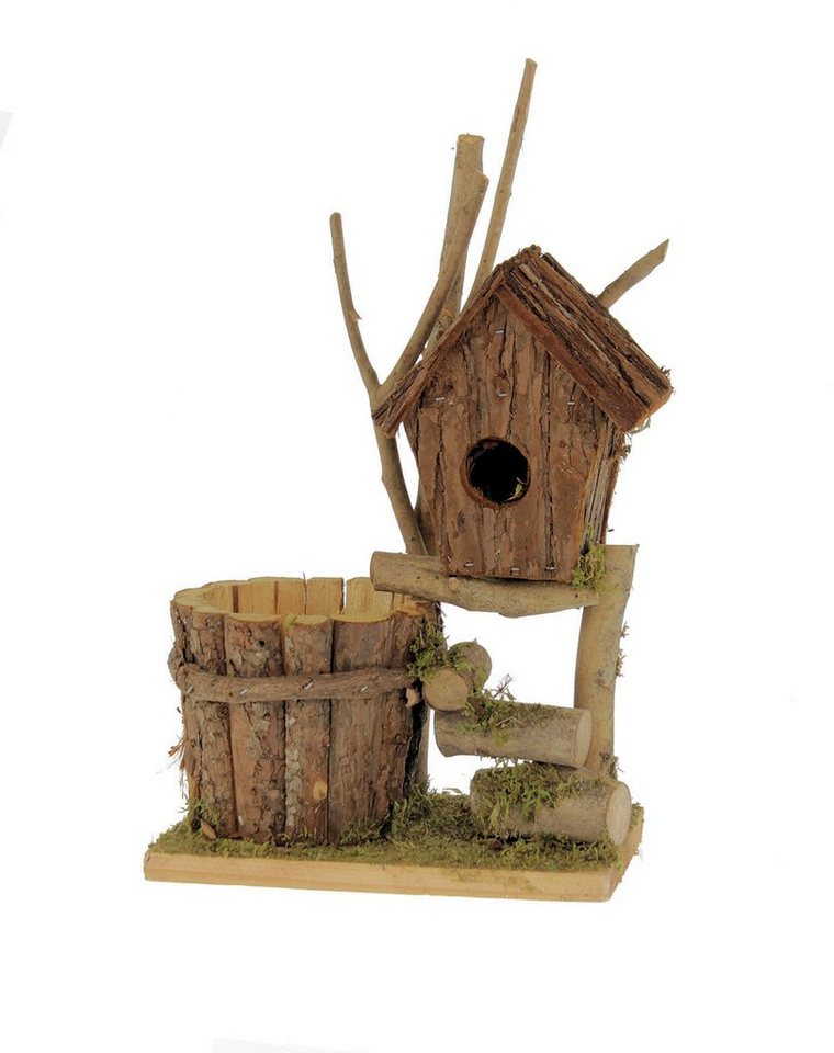 Spetebo Übertopf Holz Vogelhaus mit Blumentopf - 32 x 22 cm von Spetebo