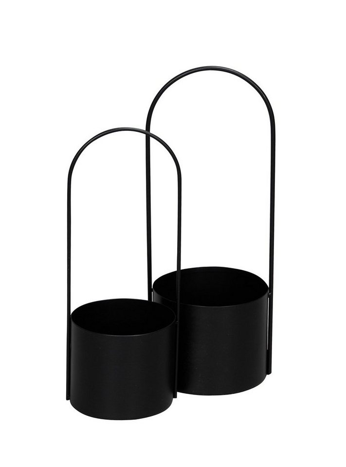 Spetebo Übertopf Metall Pflanztopf zum Hängen 2er Set - 42 / 37 cm (Set, 2 St., 2er-Set), Schwarze Blumenampel für den Innenbereich von Spetebo