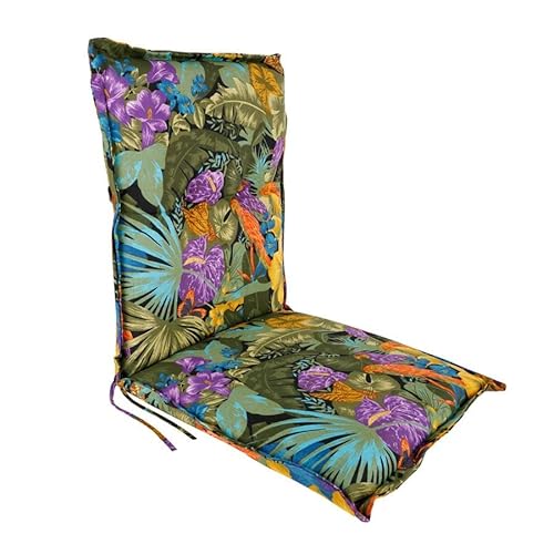 Spetebo Universal Niedriglehner Polster Auflage 100 x 50 cm - Amazonas - Gartenstuhl Niederlehner Kissen mit tropischem Blumen Muster - Sitzkissen Stuhlauflage bunt mit Haltegurt von Spetebo