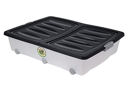Spetebo Unterbettkommode mit Klappverschluss - 60 Liter/schwarz - Kunststoff Aufbewahrungs Rollbox - Spielzeugkiste Rollenbox Unterbettbox Stapelbox rollbar Spetebo Unterbettkommode mit Klappverschluss - 60 Liter/schwarz - Kunststoff Aufbewahrungs Rollbox - Spielzeugkiste Rollenbox Unterbettbox Stapelbox rollbar von Spetebo