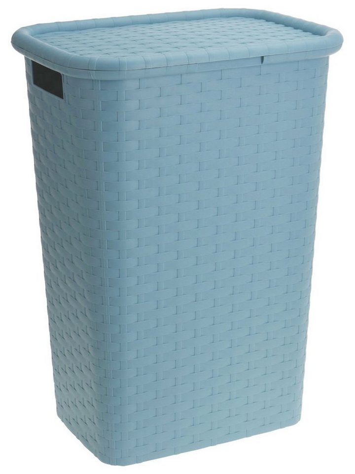 Spetebo Wäschebox Kunststoff Wäschebox in Flechtoptik 65 Liter - türkis von Spetebo