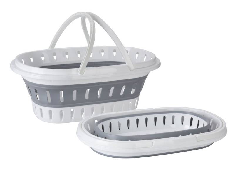 Spetebo Wäschekorb Wäschekorb faltbar weiß-grau - 25 L / 58 x 38 cm, mit Doppel-Tragegriffen Spetebo Wäschekorb Wäschekorb faltbar weiß-grau - 25 L / 58 x 38 cm, mit Doppel-Tragegriffen von Spetebo