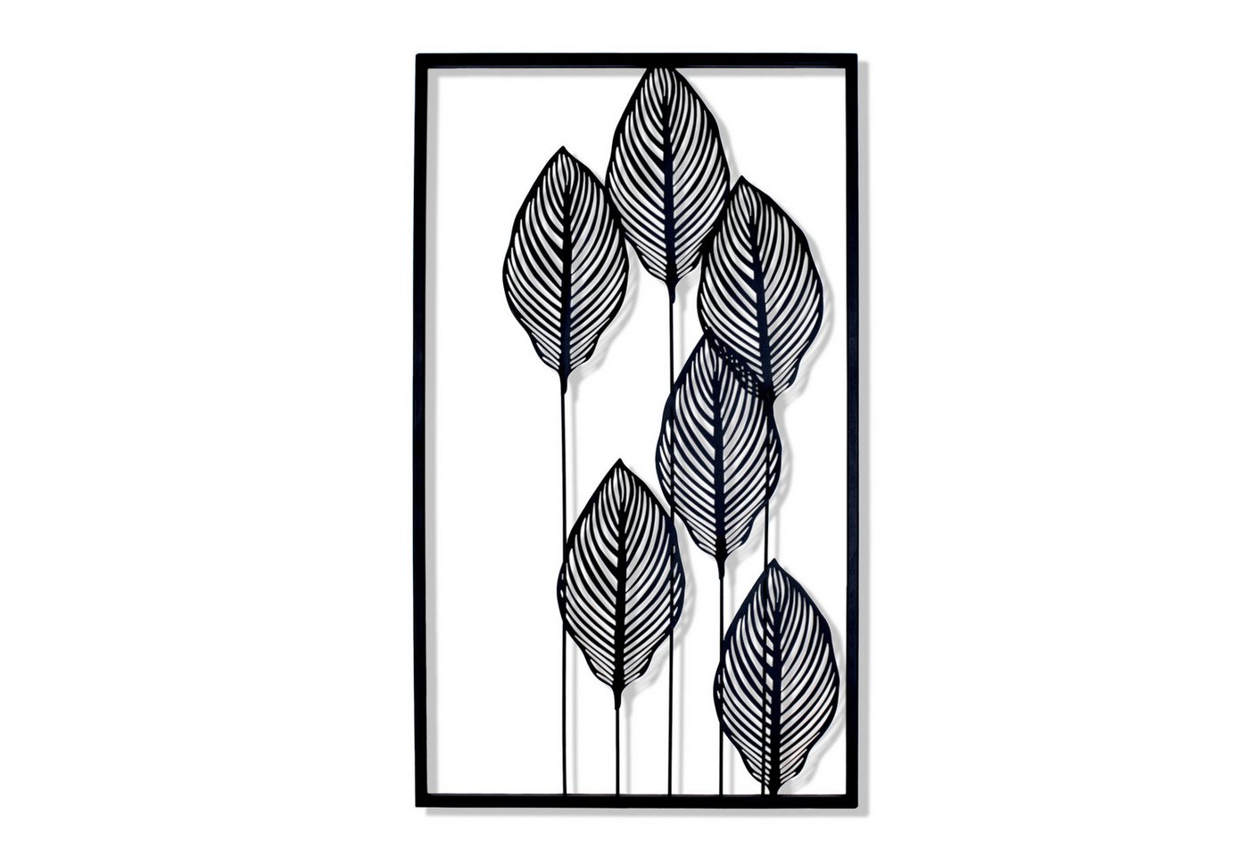 Spetebo Wandbild Metall Wandbild BLÄTTER in schwarz - 60 x 35 cm, Blätter (Stück, 1 St), Deko Bild zum Aufhängen von Spetebo