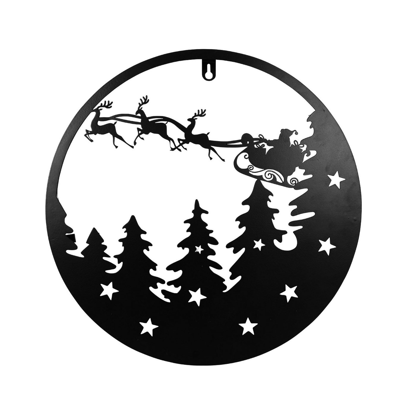 Spetebo Wanddekoobjekt LED Metall Weihnachts Wandbild schwarz - 35 cm, Deko Silhouetten Bild zum Hängen warm weiß beleuchtet von Spetebo