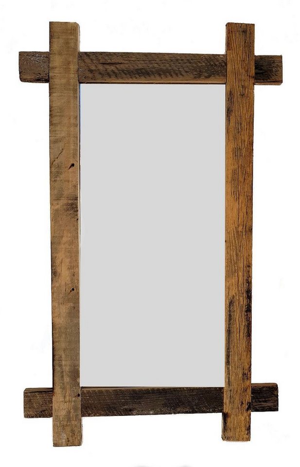 Spetebo Wandspiegel Holz Wand Spiegel eckig - 90 cm - rustikal, aus altem Holz von Spetebo