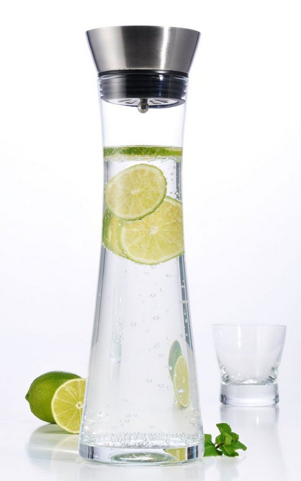 Spetebo Wasserkaraffe Glas Karaffe mit Ausgießer - 1 Liter, (1 Karaffe, 1-tlg., Wasserkaraffe aus Glas), mit Sieb und Ausgießer von Spetebo