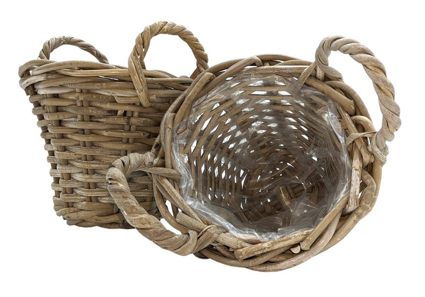 Spetebo Weidenkorb Pflanzkorb mit Henkel - Weide / grau - 20 cm (Set, 2 St., Pflanzkorb mit Henkel), 2er Set Holz Pflanzkorb von Spetebo