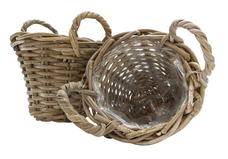 Spetebo Weidenkorb Pflanzkorb mit Henkel - Weide / grau - 20 cm (Set, 2 St., Pflanzkorb mit Henkel), 2er Set Holz Pflanzkorb von Spetebo