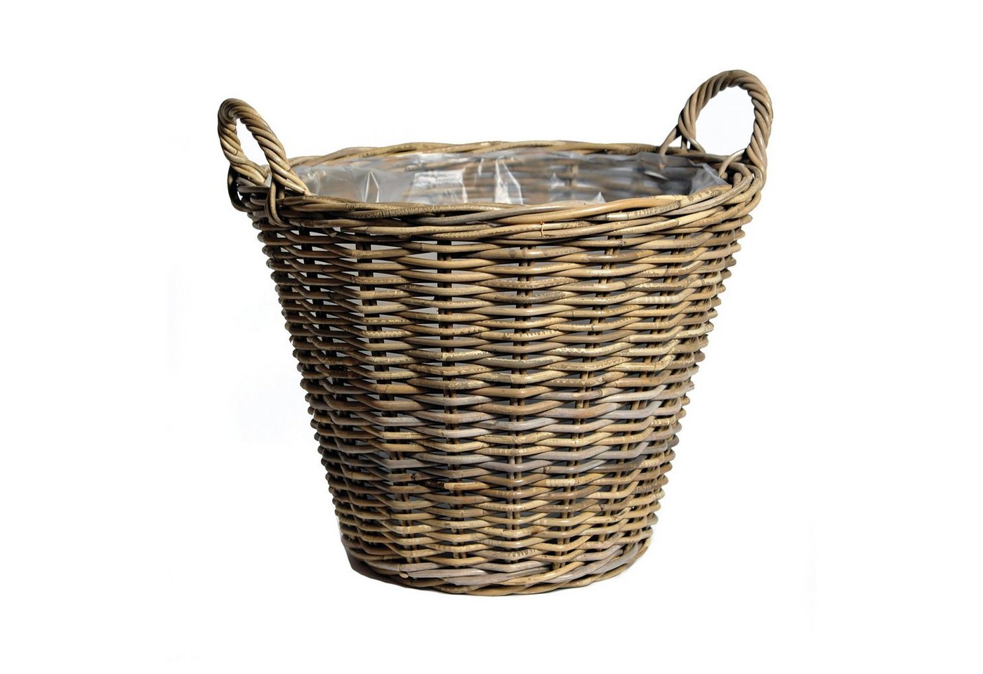 Spetebo Weidenkorb Rattan Pflanzkorb natur mit Henkeln - 34 cm (Packung, 1 St., 1 tlg), Weide Blumenkorb mit Folie von Spetebo