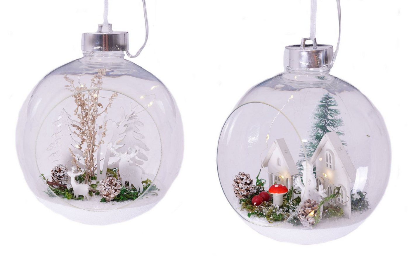 Spetebo Weihnachtsbaumkugel Weihnachtskugel mit Deko 2er Set - Ø 15 cm (2 St), Batterie betriebene LED Weihnachts Deko von Spetebo