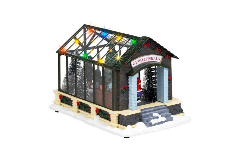 Spetebo Weihnachtsdorf LED Gewächshaus Tischdeko bunt beleuchtet, Batterie betrieben von Spetebo