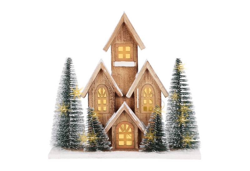 Spetebo Weihnachtsdorf LED Häuserzeile mit Timer 32 x 30 cm warm weiß, mit Timer Funktion von Spetebo