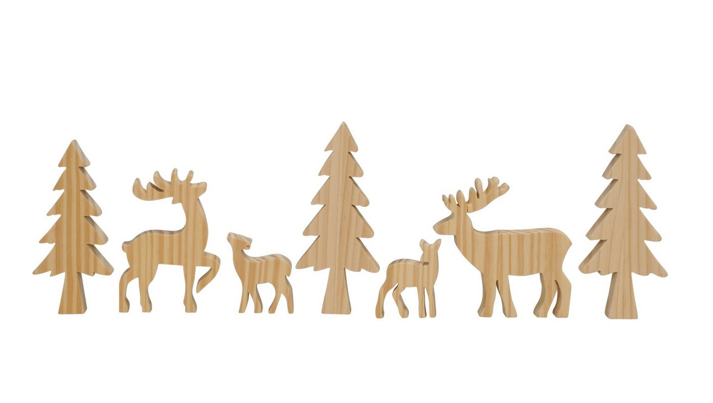 Spetebo Weihnachtsfigur Holzfiguren Set Wald - natur, Weihnachts Deko Figuren Set von Spetebo