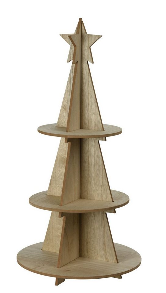 Spetebo Weihnachtspyramide XXL Holz Weihnachtsbaum Pyramide 60cm mit 3 Etagen, Weihnachts Deko Etagere mit Stern Spitze von Spetebo