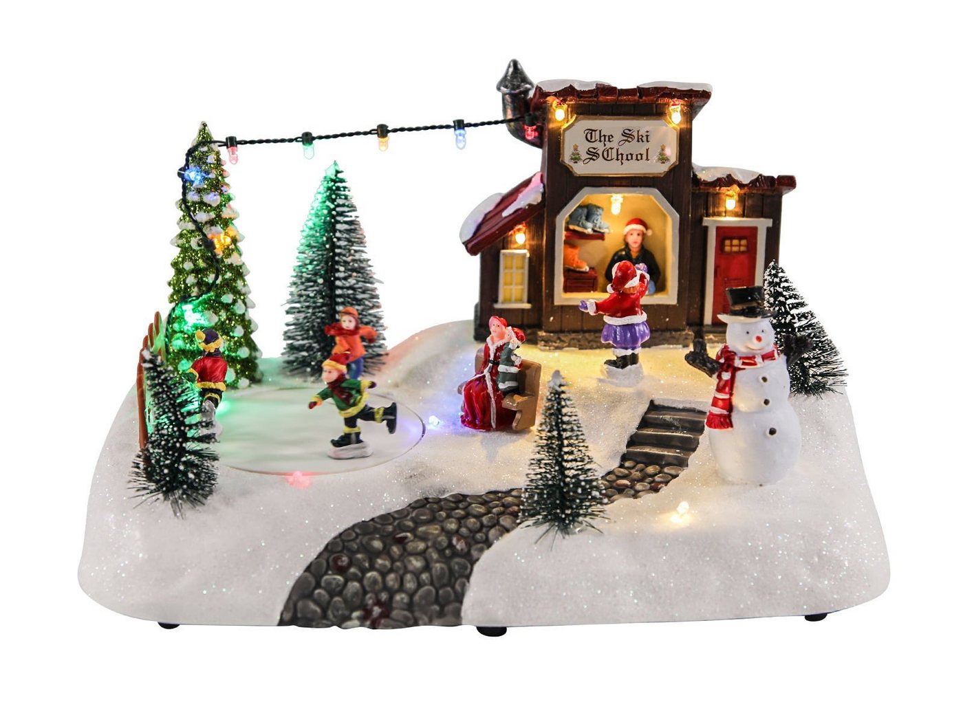 Spetebo Weihnachtsszene Eisbahn mit fahrenden Figuren - THE SKI SCHOOL, Batterie betriebene LED Weihnachtsszene Spetebo Weihnachtsszene Eisbahn mit fahrenden Figuren - THE SKI SCHOOL, Batterie betriebene LED Weihnachtsszene von Spetebo