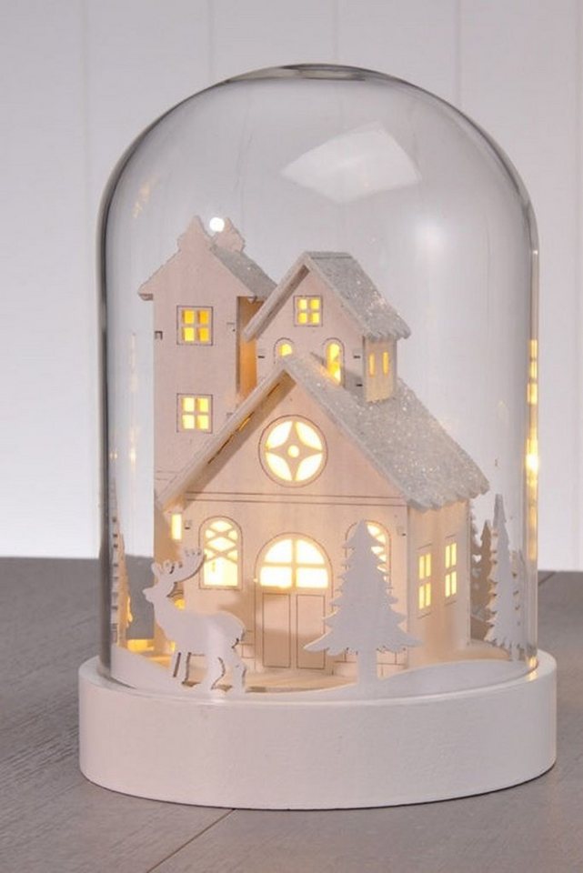 Spetebo Weihnachtsszene LED Deko Glasglocke 18cm - 3 LED - Weihnachtsmotiv, mit Weihnachtmotiv von Spetebo