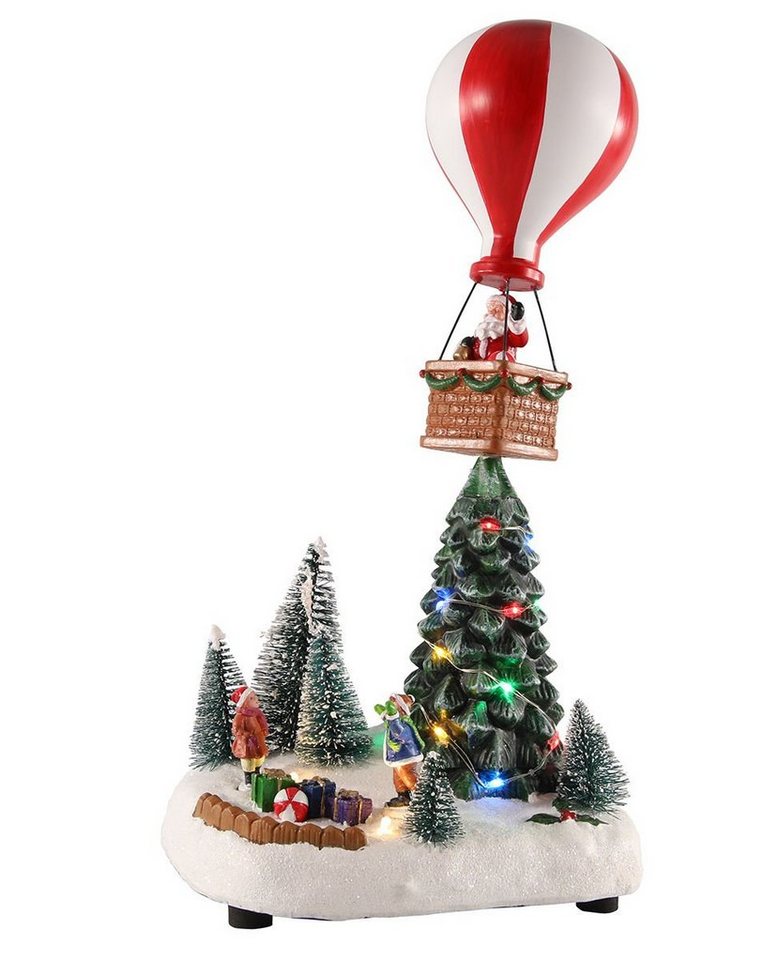 Spetebo Weihnachtsszene LED Weihnachts Szene - 35,5 cm - Weihnachtsmann, Beleuchtete Winterszene Weihnachtsmann im Heißluftballon"" von Spetebo