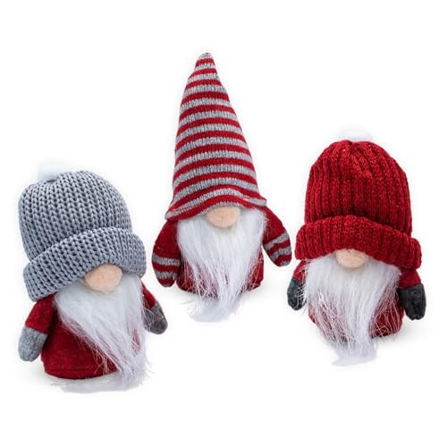 Spetebo Weihnachtswichtel Figur mit Pudelmütze 13 cm - 3er Set - Wichtelmännchen Dekofigur aus Stoff zum Hinstellen - Weihnachten Advent Winter Tisch Deko Aufsteller Kobold Elf von Spetebo