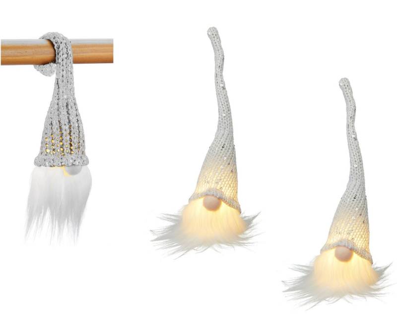 Spetebo Wichtel LED Strick Wichtel weiß zum Hängen - 3er Set von Spetebo