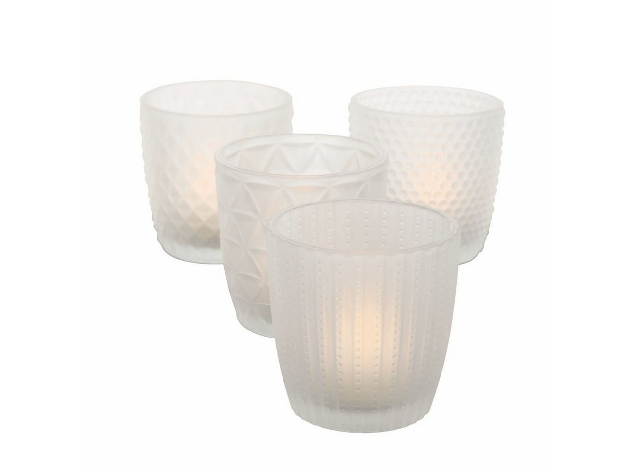 Spetebo Windlicht Glas Teelichthalter 4er satiniert weiß (Set, 4 St., 4er-Set) von Spetebo