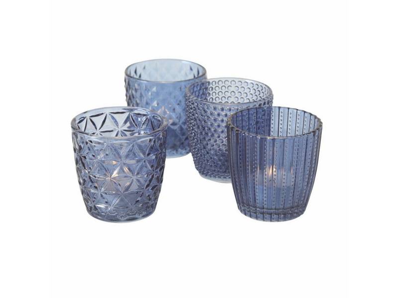 Spetebo Windlicht Glas Teelichthalter 4er transparent blau (Set, 4 St., 4er-Set) von Spetebo