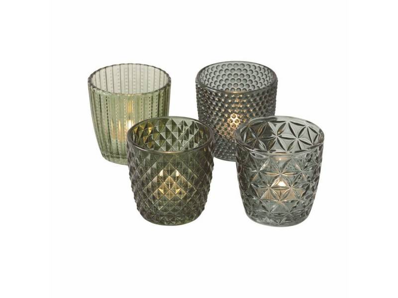 Spetebo Windlicht Glas Teelichthalter 4er transparent grün (Set, 4 St., 4er-Set) von Spetebo