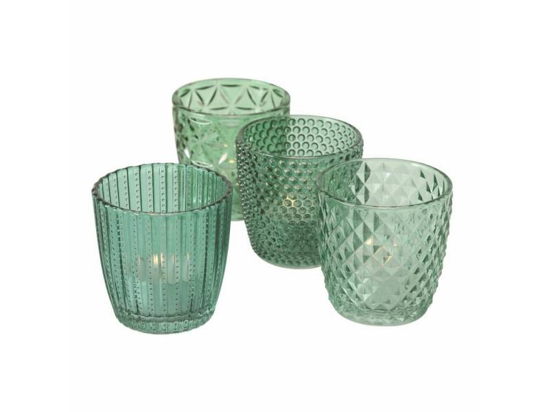 Spetebo Windlicht Glas Teelichthalter 4er transparent petrol (Set, 4 St., 4er-Set) von Spetebo