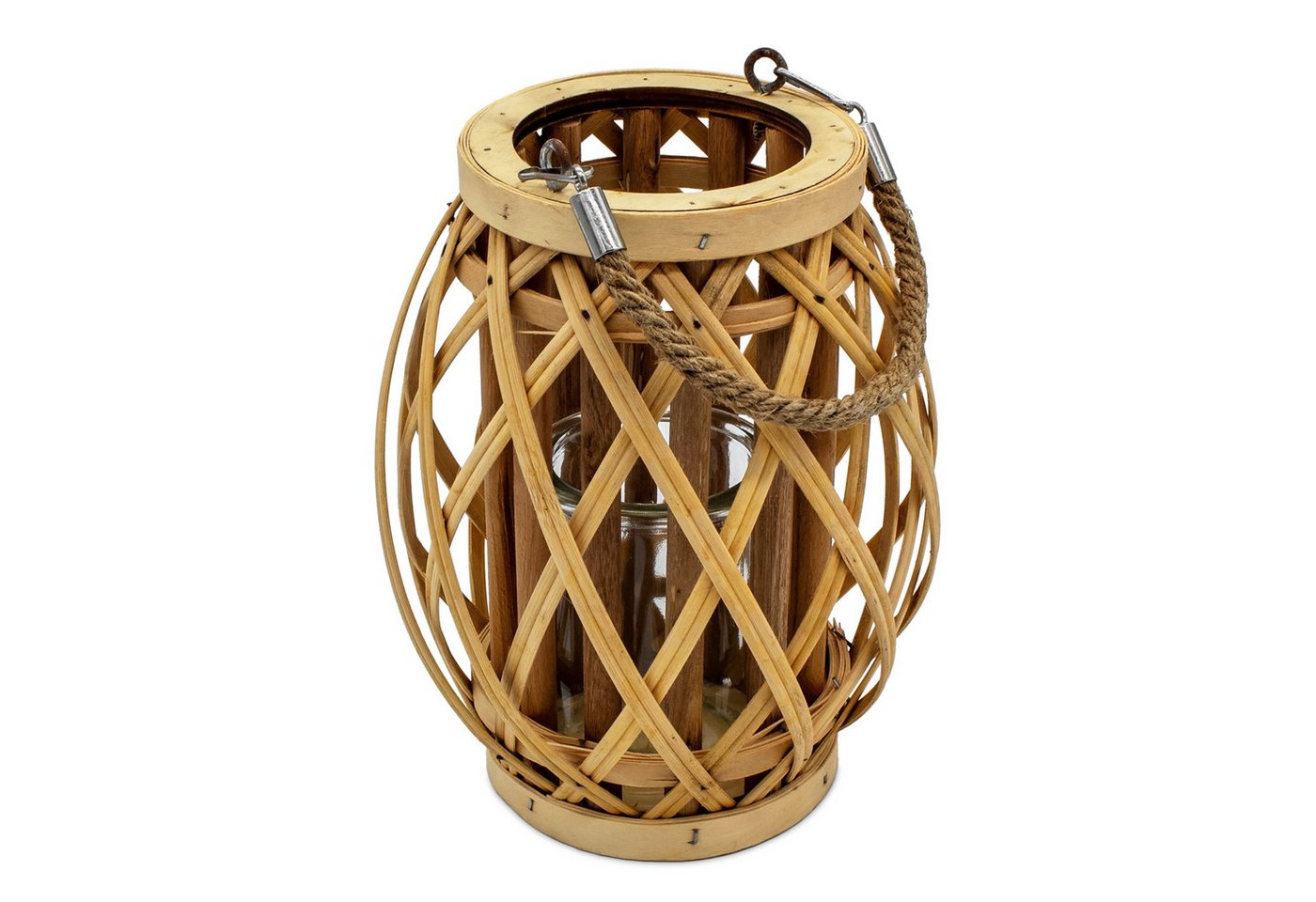 Spetebo Windlicht Holz Laterne mit Kerzenglas - 22 x 15 cm - mit Jute Seil zum Hängen (Anzahl, 1 St., Stück), Inklusive Kerzenglas von Spetebo
