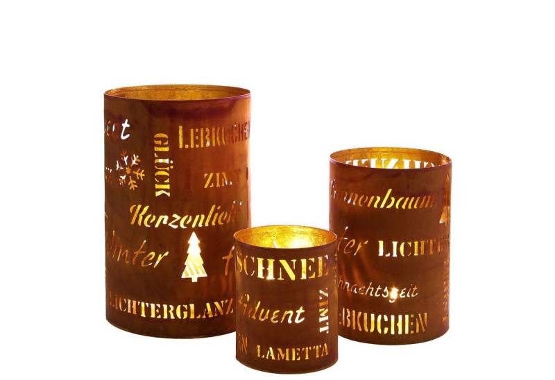 Spetebo Windlicht Metall Weihnachts Windlicht 3er Set 20 / 15 / 10cm (Set, 3 St., 3er-Set) von Spetebo