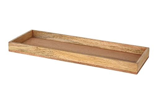 Spetebo XL Mangoholz Kerzentablett eckig - 50 x 18 cm - Deko Holztablett mit Rand - Massiv Holz Obst Schale Servier Brett Kerzen Tablett Adventskranz Weihnachten von Spetebo