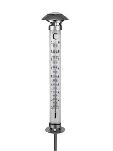 Spetebo XXL Außenthermometer mit Solar Leuchte - 112 cm - Gartenthermometer mit Erdspieß und Beleuchtung - Outdoor Thermometer klassisches Design für Garten Balkon Terrasse von Spetebo