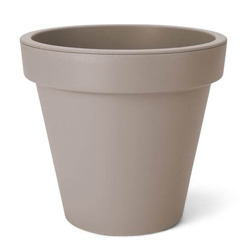 Spetebo XS Kunststoff Pflanzkübel klein - 25 cm/beige - Blumenkübel rund für Außen und Innen - Garten Pflanztopf Blumentopf Pflanzgefäß Übertopf von Spetebo
