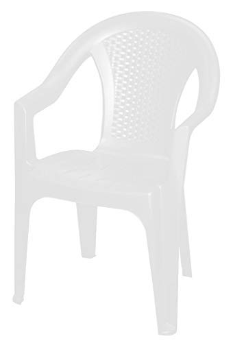 Spetebo Stapelbarer Gartenstuhl in weiß - Monoblock in Rattan Optik aus Kunststoff - Stapelstuhl Kunststoffstuhl (1 Stück - weiß) von Spetebo