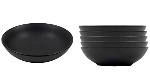Suppenteller Ø 20 cm schwarz matt - 6er Set - Tiefe Teller für Suppe Pasta Salat Müsli - Porzellan Geschirr Bowl Schale Tellerset für 6 Personen von Spetebo