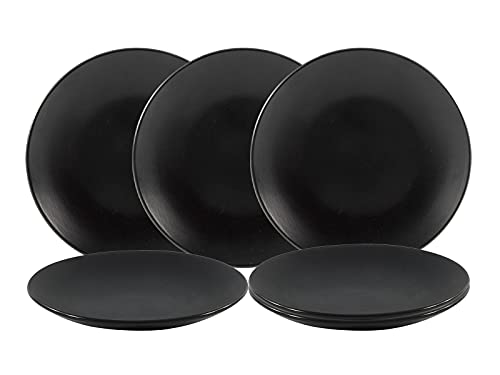 Spetebo Teller Ø 21 cm im 6er Set - schwarz matt - Dessertteller Speiseteller Porzellan Geschirr Tellerset Vorspeisen Teller von Spetebo