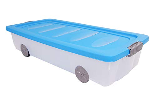 Spetebo Unterbettkommode mit Rollen 40 Liter - Aufbewahrungsbox ca. 80 cm x 40 cm x 17 cm - Unterbett Box aus Kunststoff rollbar von Spetebo