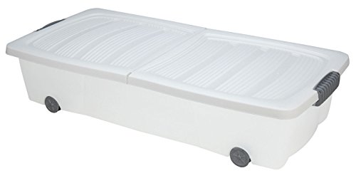 Spetebo Unterbettkommode mit Rollen - 80 x 40 x 17 cm / 40 Liter - Farbe: weiß - Aufbewahrungsbox Betten Box von Spetebo
